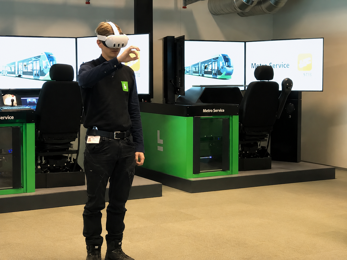 VR training - headset in use